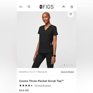 Figs Black Women's Short Sleeve V-Neck Top